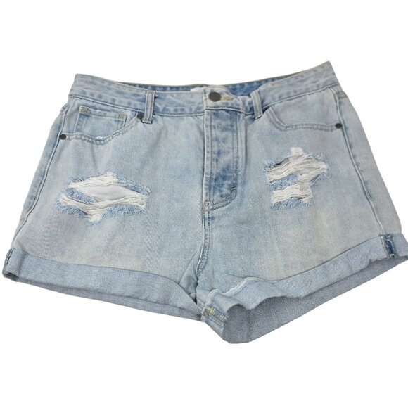 EVIDNT Distressed Short‎ Shorts Size 28 Women's Blue Pockets - Picture 1 of 4